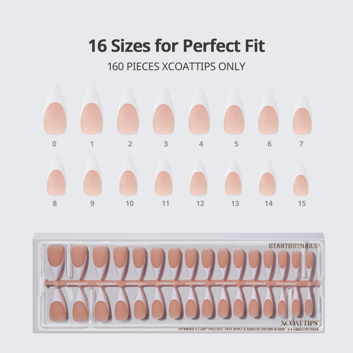 BTARTBOXNAILS White French Tip Press On Nails with application tools