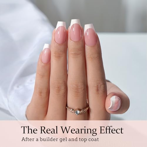 BTARTBOXNAILS White French Tip Press On Nails with nail lamp