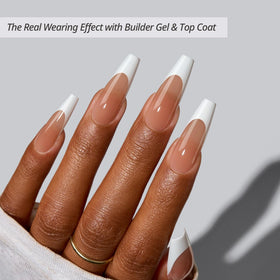 BTARTBOXNAILS White French Tip Press On Nails XL Coffin side view
