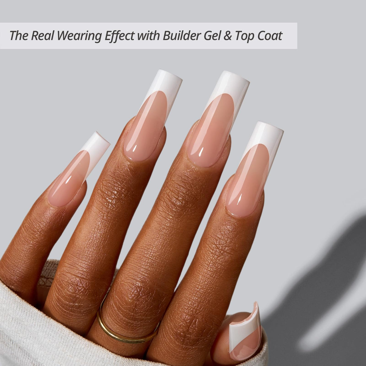 BTARTBOXNAILS White French Tip Press On Nails XL Square Peach packaging