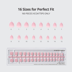 BTARTBOXNAILS White French Tip Press On Nails XS Oval Pink close-up