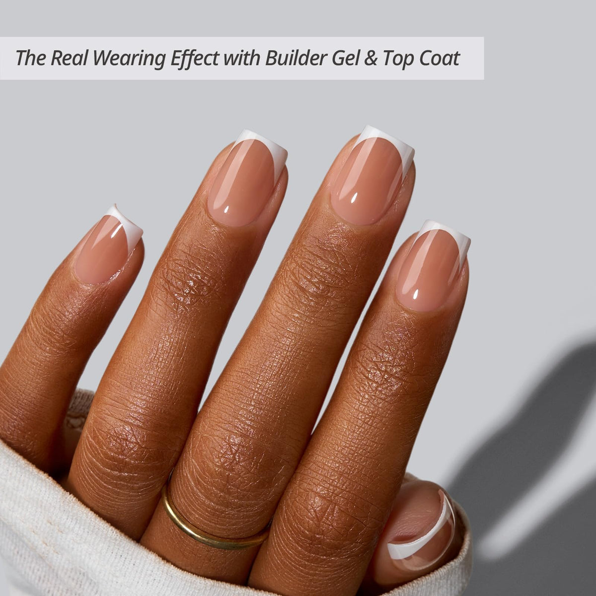 BTArtboxnails White French Tip Press On Nails XS Square Brown packaging