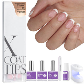 BTARTBOXNAILS White French Tip Press On Nails XS Squoval Pink front view