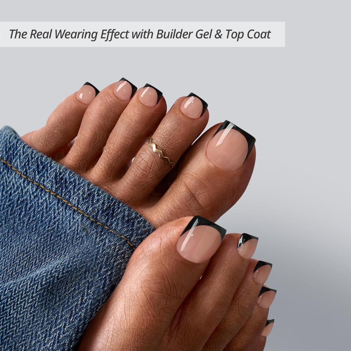 BTARTBOXNAILS XCOATTIPS Peach Base Press-On Toe Nails close-up