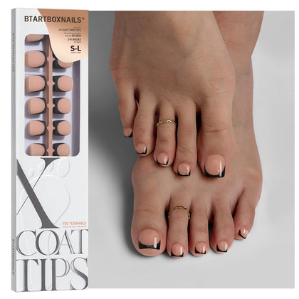 BTARTBOXNAILS XCOATTIPS Peach Base Press-On Toe Nails front view