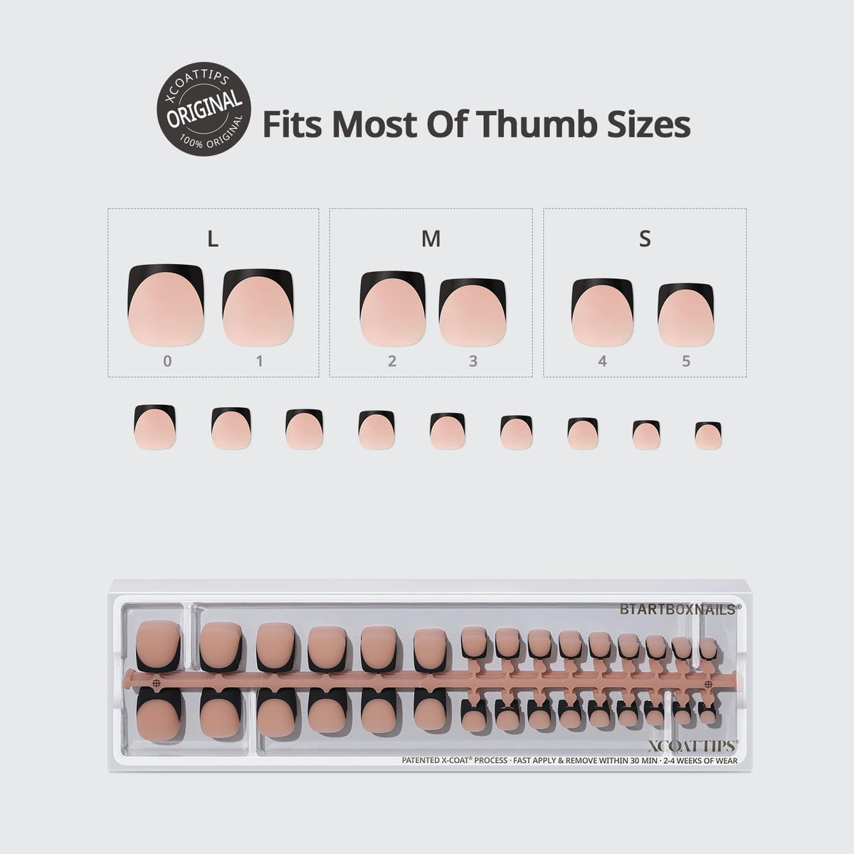 BTARTBOXNAILS XCOATTIPS Peach Base Press-On Toe Nails packaging