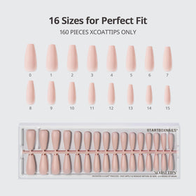 BTARTBOXNAILS XL Coffin Press On Nails 5-Shade Nude close-up