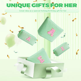Btffitting makeup bag set with personalised initials on display