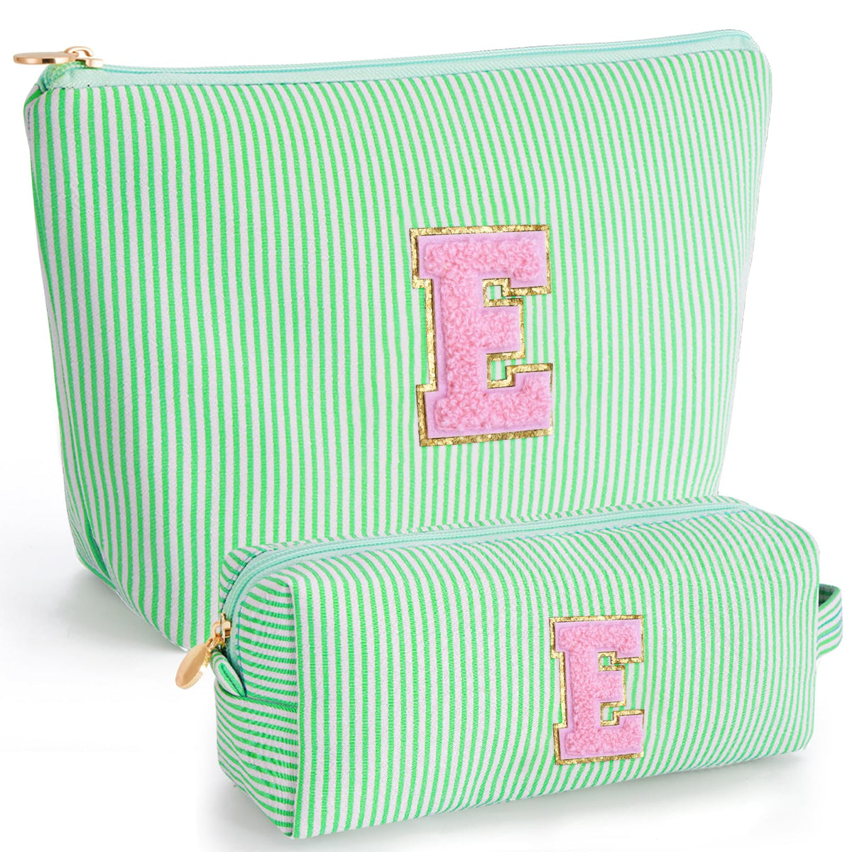 Btffitting personalised makeup bag set in green with initials