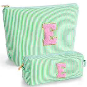 Btffitting personalised makeup bag set in green with initials