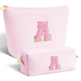Btffitting personalised makeup bag set in pink, front view