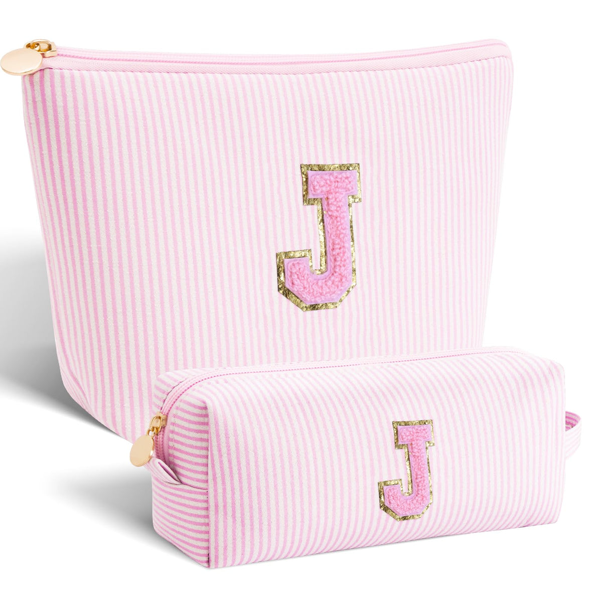 Btffitting personalised makeup bag set in pink with initials