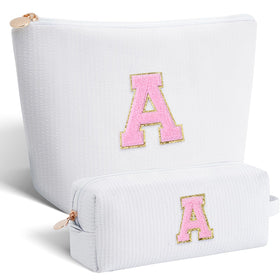 Btffitting personalised makeup bag set in white with initials