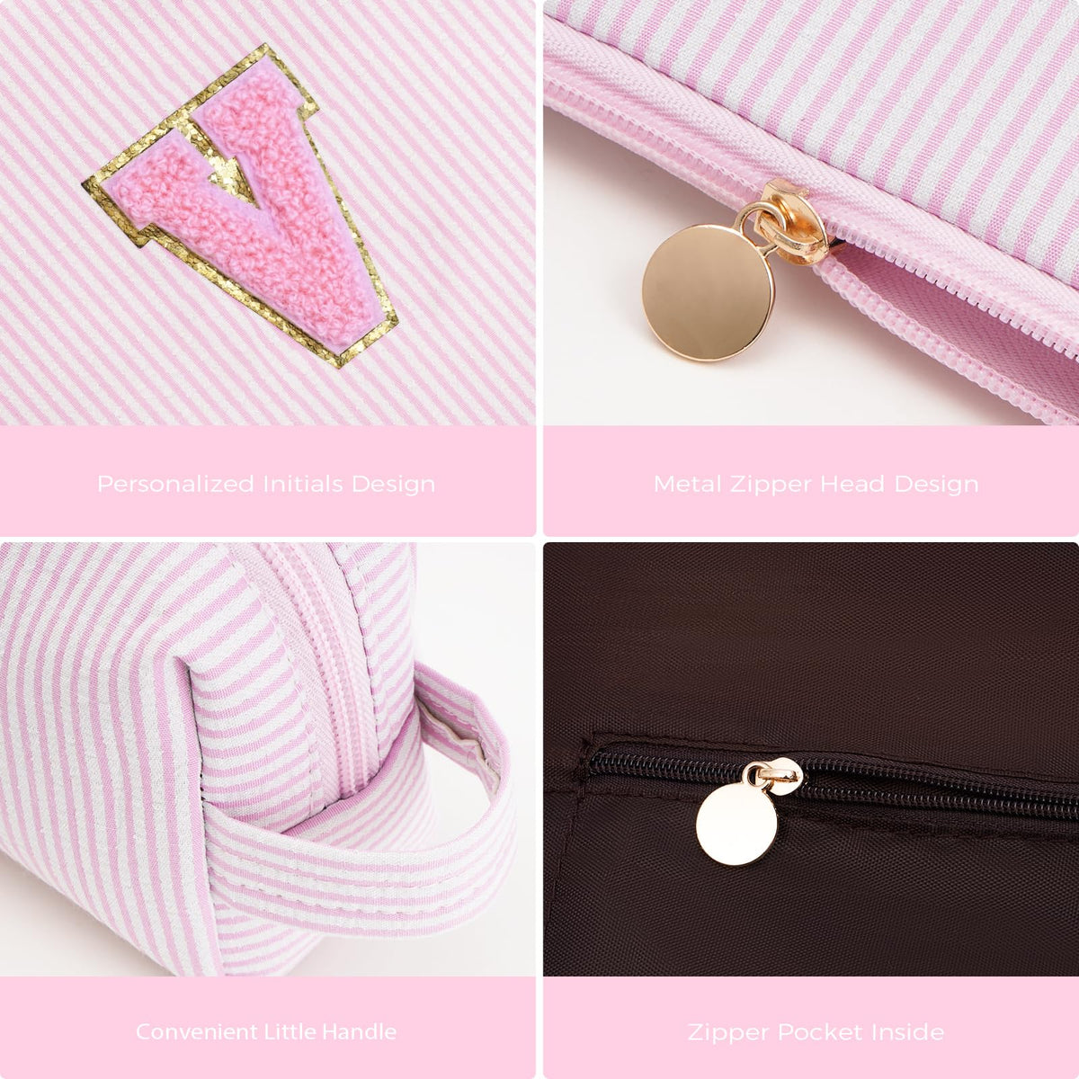 Btffitting pink makeup bag set displayed with beauty essentials