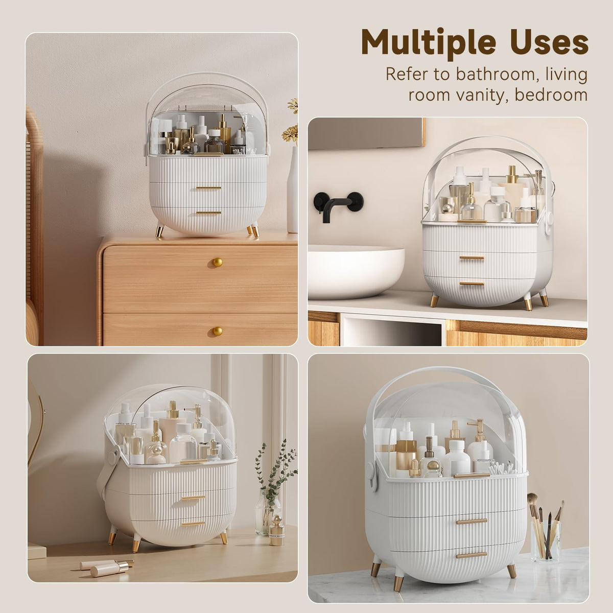 BTGGG Makeup Organizer with gold accents detail