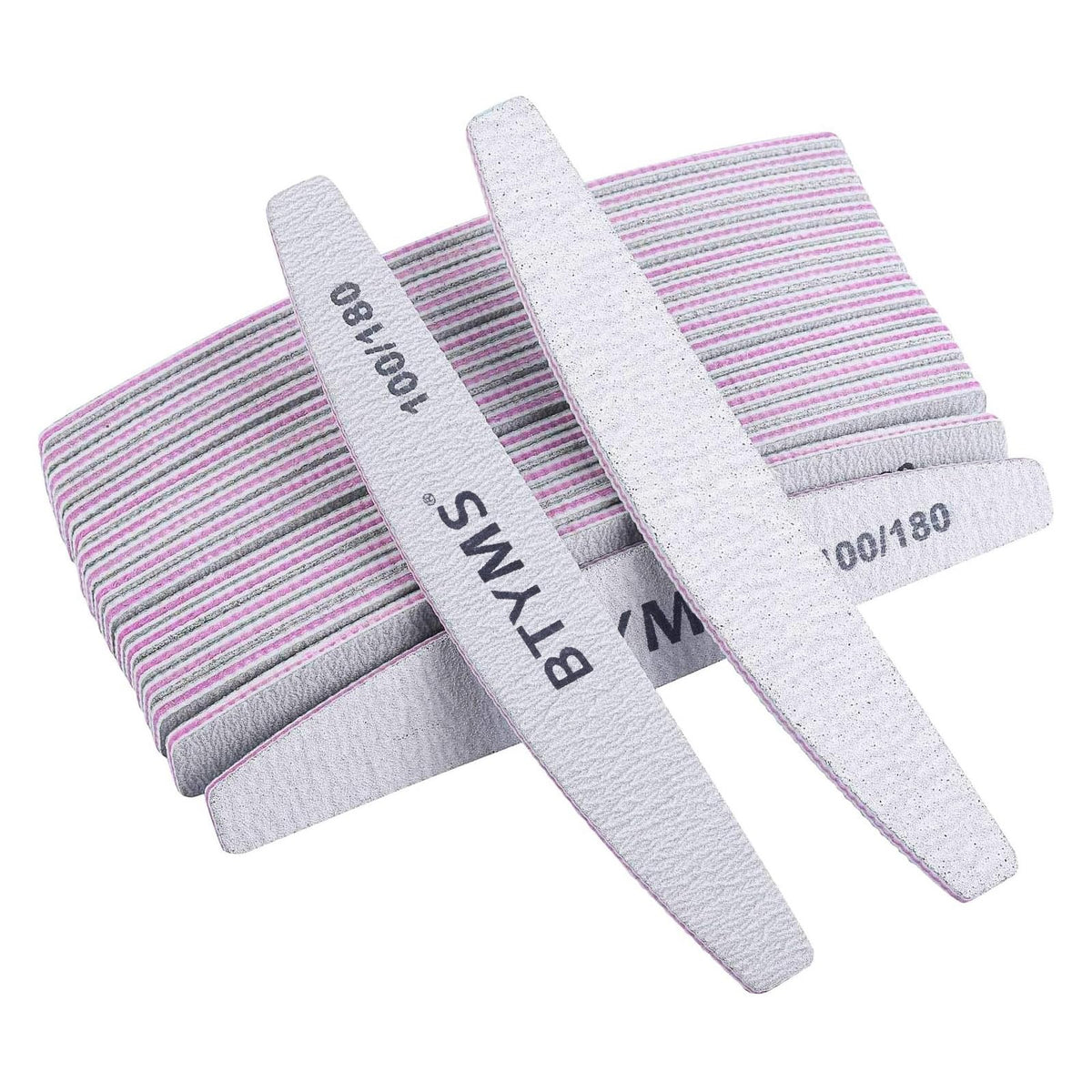BTYMS 25Pcs nail file set with double-sided 100/180 grit