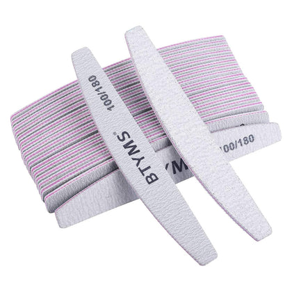 BTYMS 25Pcs nail file set with double-sided 100/180 grit