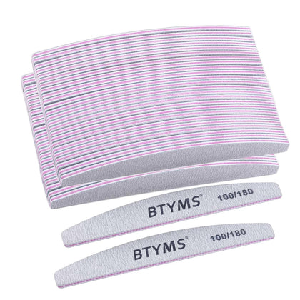 BTYMS 50 Pcs 100/180 grit nail files front view