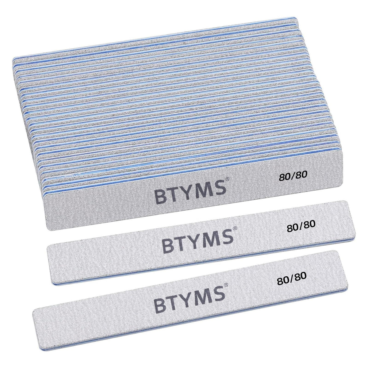 BTYMS 80/80 grit nail file front view with coarse texture