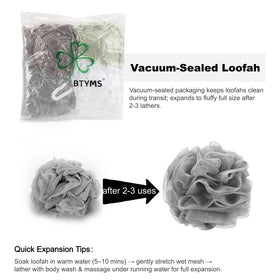 BTYMS loofah sponge showing its fluffy and firm structure