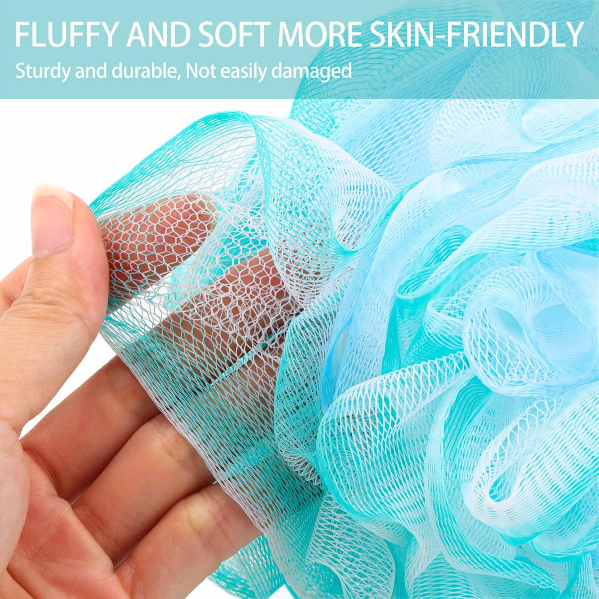 BTYMS loofah sponge with braided rope for easy drying