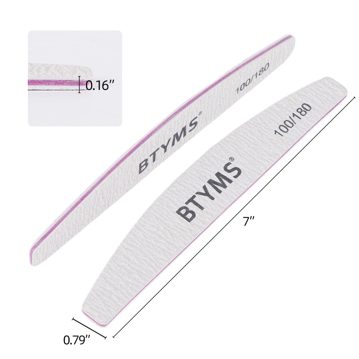 BTYMS nail file showing coarse 100 grit side