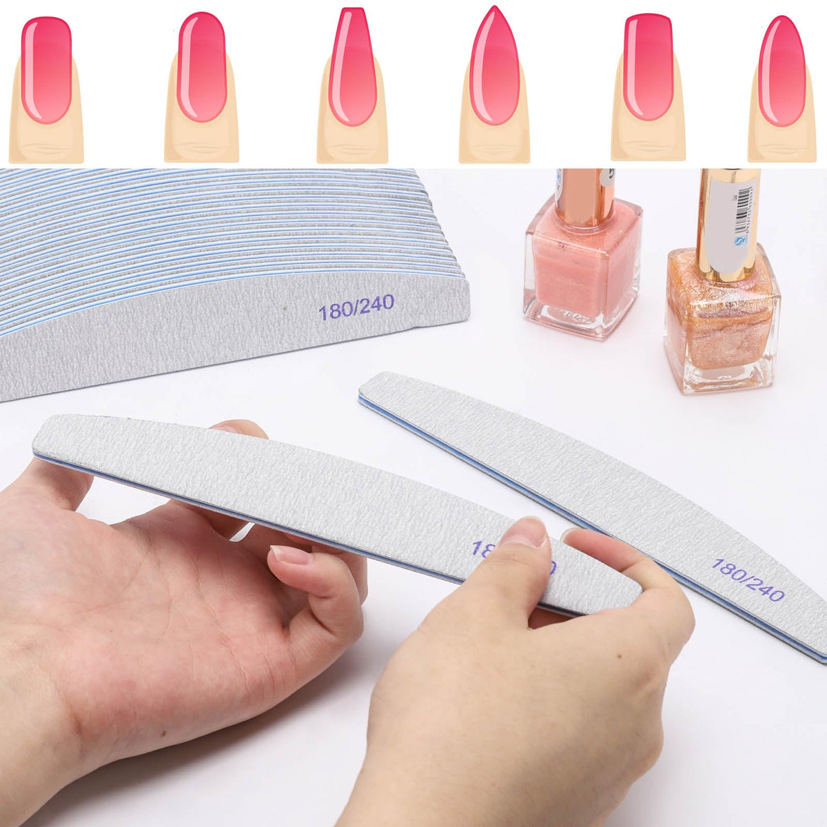 BTYMS nail files in use on natural nails
