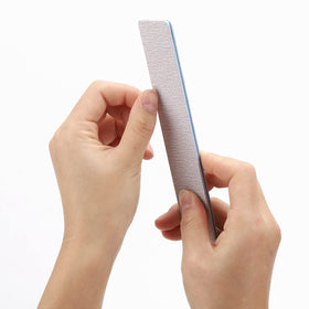 BTYMS rectangle nail files in a hand for size reference