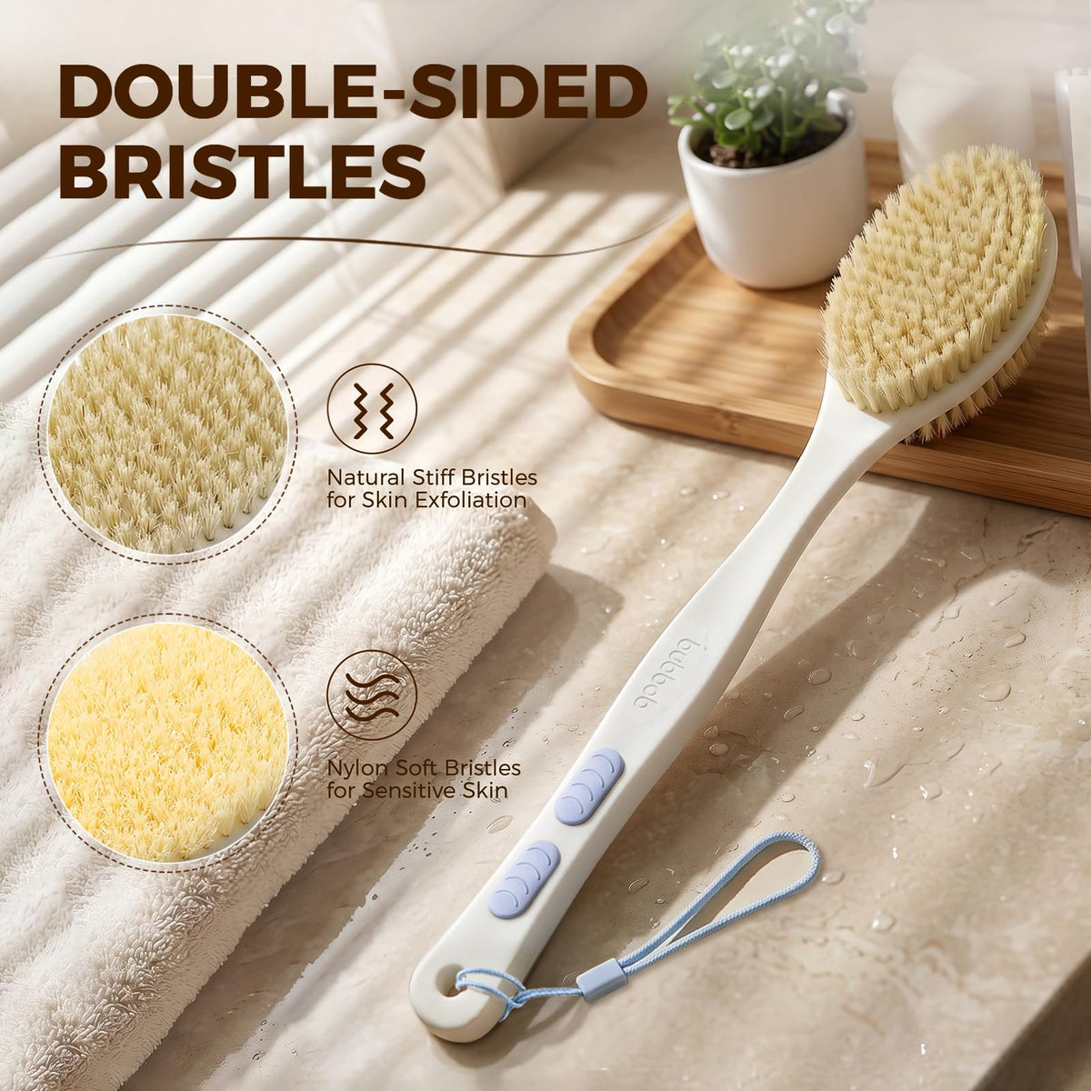 Bubbob Back Scrubber showing the 17-inch handle and rubber grip