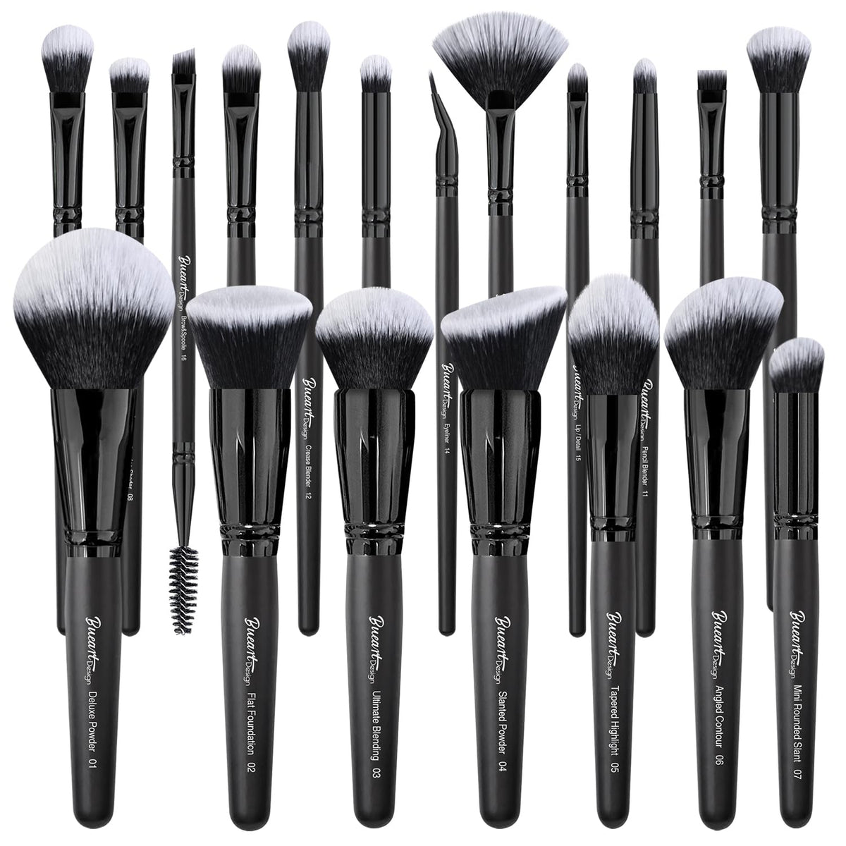 Bueart Design 19Pcs Ultra Soft Makeup Brushes Set front view