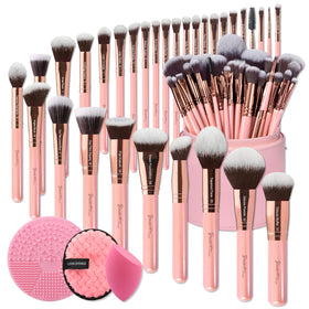 Bueart Design 30Pcs PRO Deluxe Makeup Brushes Set Pearl Pink front view