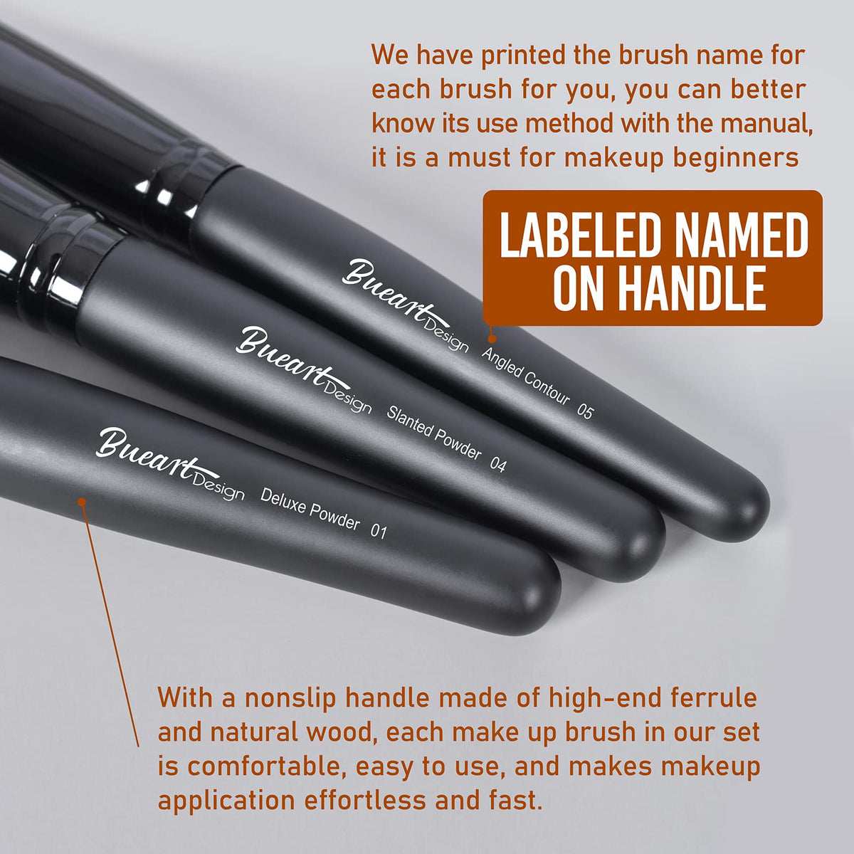 Bueart Design Angled Contour Blush Brush with user guide