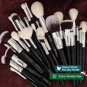 Bueart Design makeup brushes in use for applying foundation