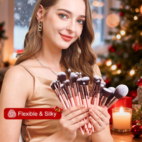 Bueart Design makeup brushes with pearl luster pink handles