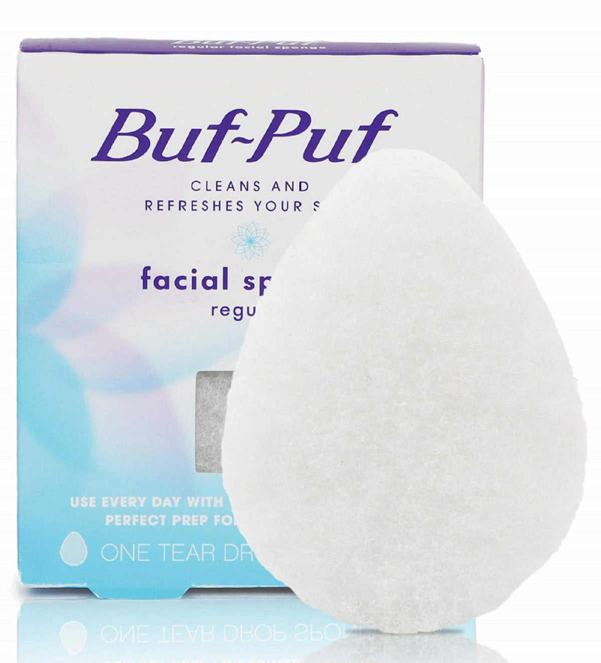 Buf-Puf Facial Sponge front view, white colour