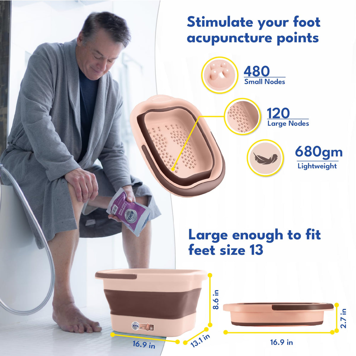 Built-in handle of American Wellness Authority Collapsible Foot Tub