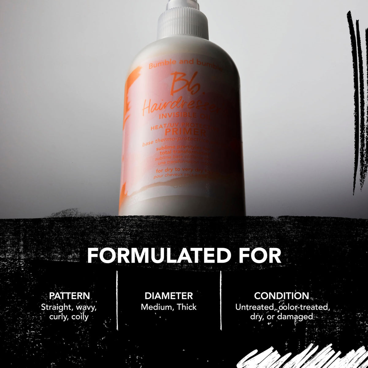 Bumble and bumble. Hairdresser's Invisible Oil Leave-In Conditioner on a bathroom shelf