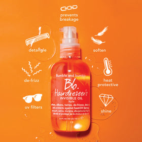 Bumble and bumble. Hairdresser's Invisible Oil with tropical floral backdrop
