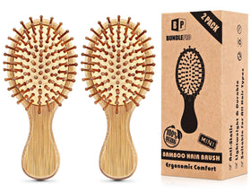 BUNDLEPRO Mini Hair Brush Set front view with natural bristles