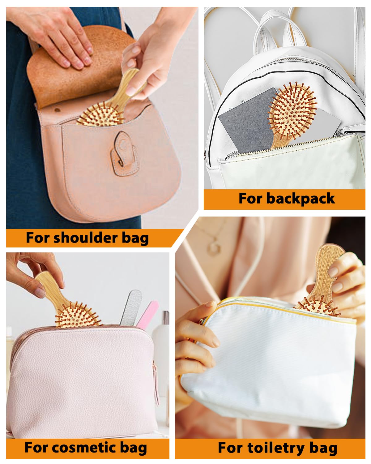 BUNDLEPRO Mini Hair Brush set on a travel bag