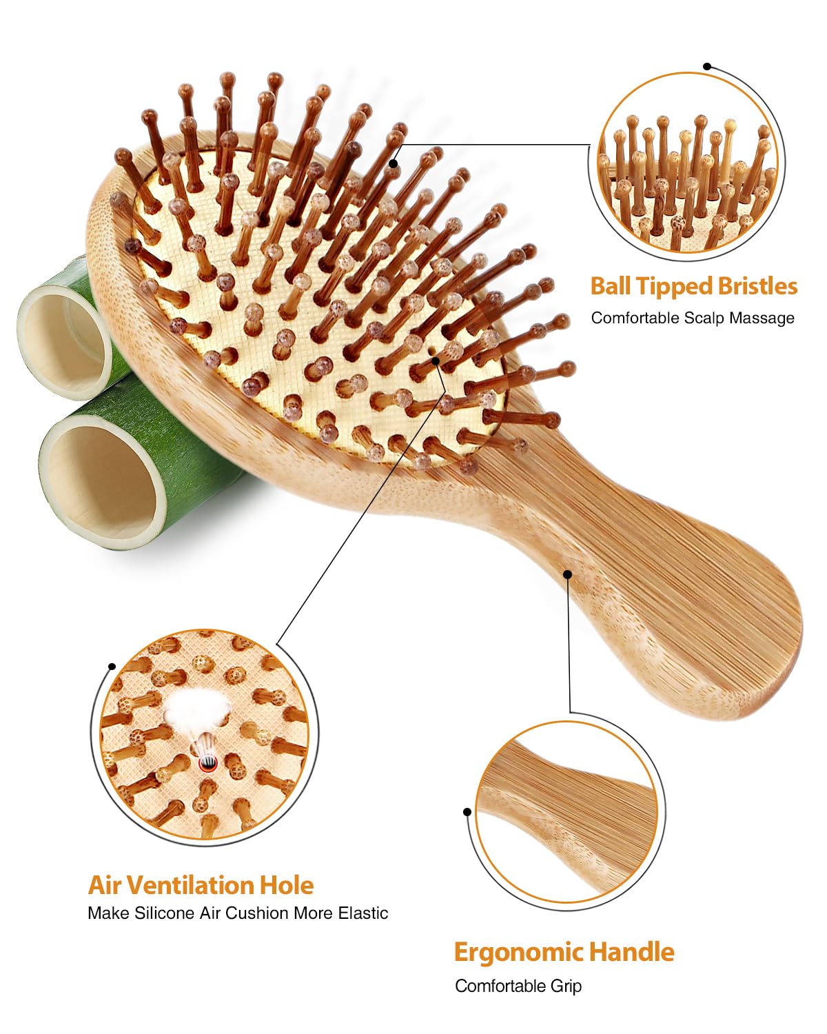 BUNDLEPRO Mini Hair Brush showing ergonomic handle