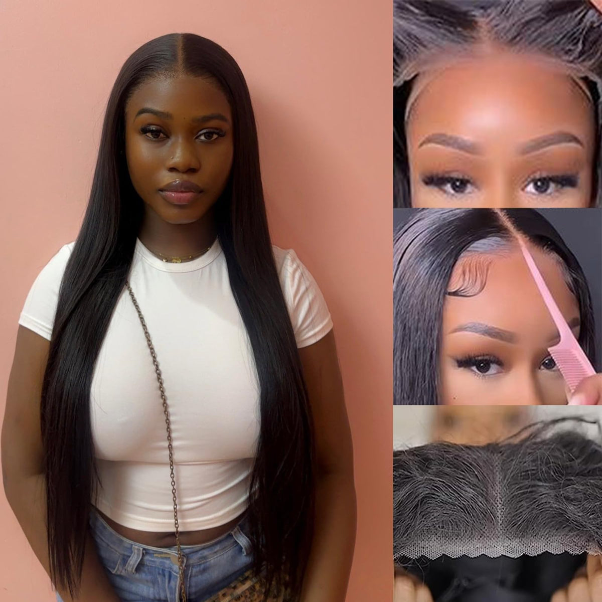 bunGiol Glueless Human Hair Wig 26 Inch back view
