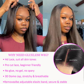 bunGiol Glueless Human Hair Wig 26 Inch close-up of lace