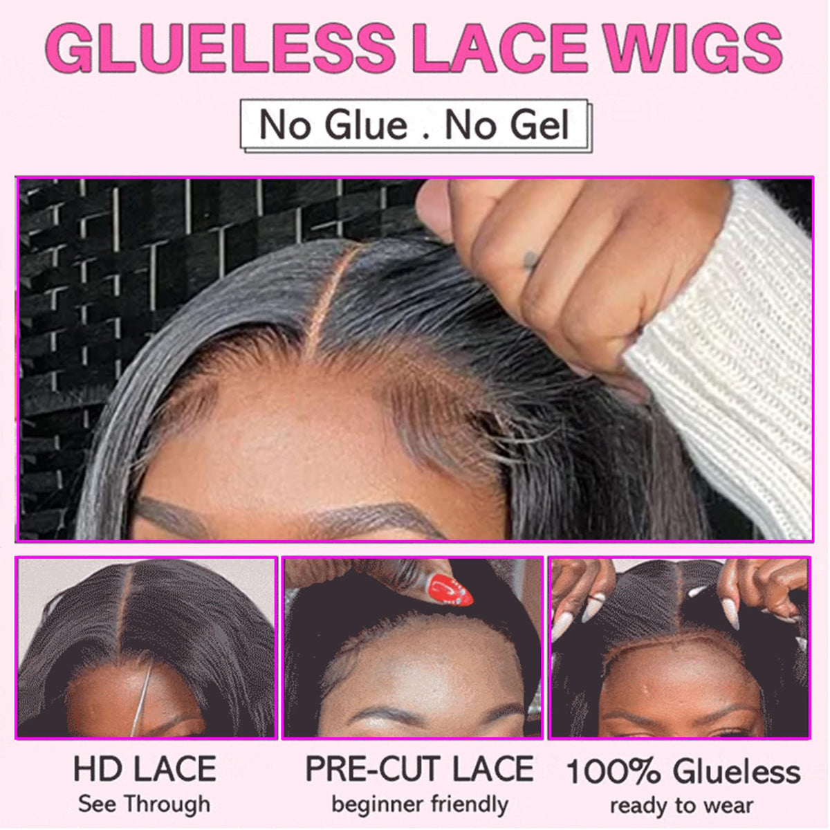 bunGiol Glueless Human Hair Wig 26 Inch with baby hair