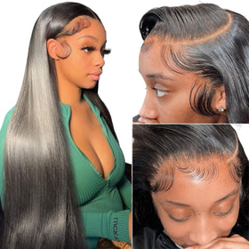 bunGiol Straight Lace Front Wig 24In Black front view
