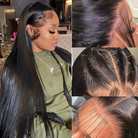 bunGiol Straight Lace Front Wig 26In Black front view