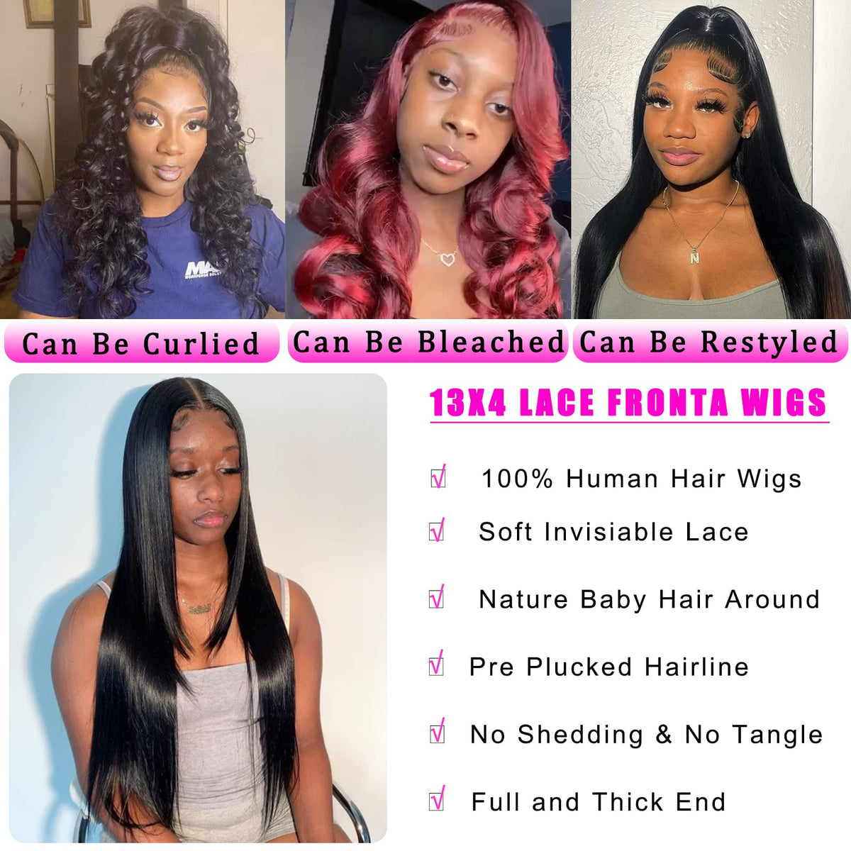 bunGiol Straight Lace Front Wig 28In Black back view