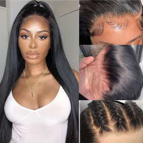 bunGiol Straight Lace Front Wig 28In Black front view