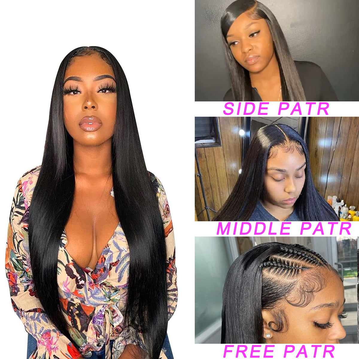 bunGiol Straight Lace Front Wig 28In Black packaging