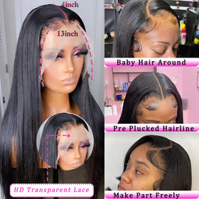bunGiol Straight Lace Front Wig 30In black side view